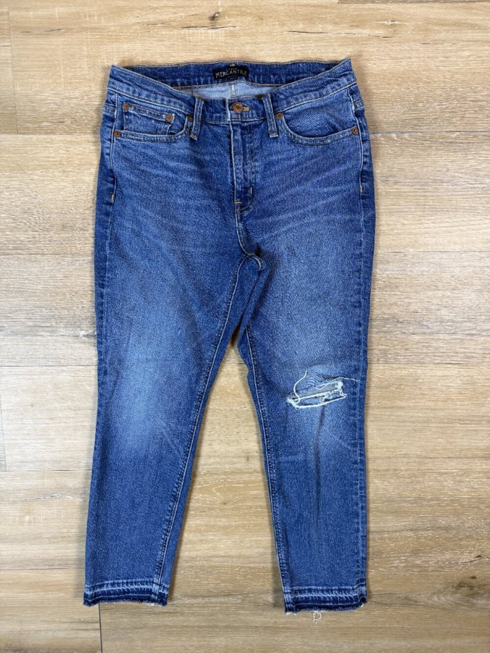 J.Crew Mercantile Distressed Raw Hem Cropped Skinny Jeans | Size 26